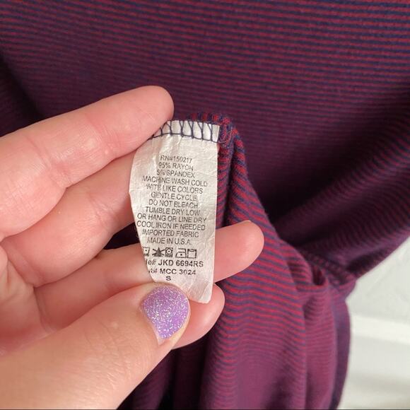 VIBE Sportswear Striped T-Shirt Mini Dress Women's Size Small Dark Red & Blue - Picture 4 of 6